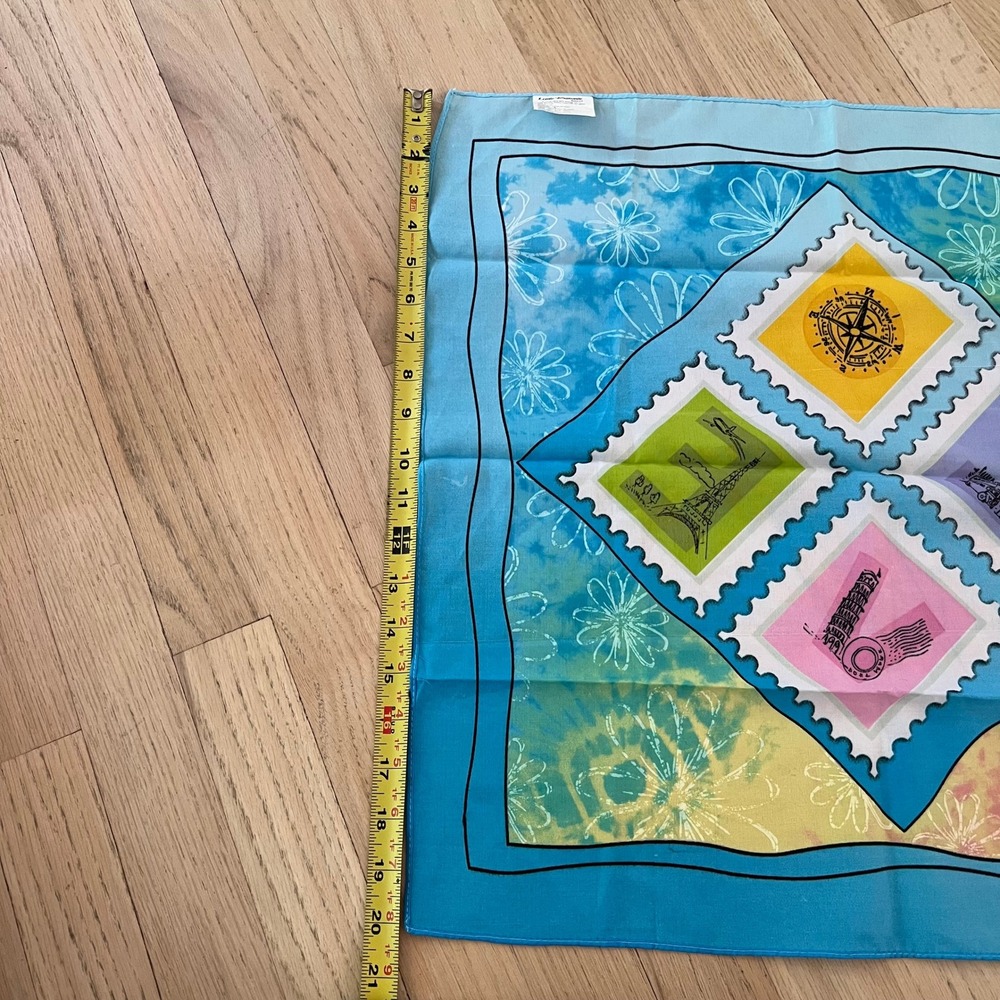 Little Brownie Bakers Girl Scouts LOVE Travel Postage Stamp Square Scarf Bandana - Picture 5 of 5
